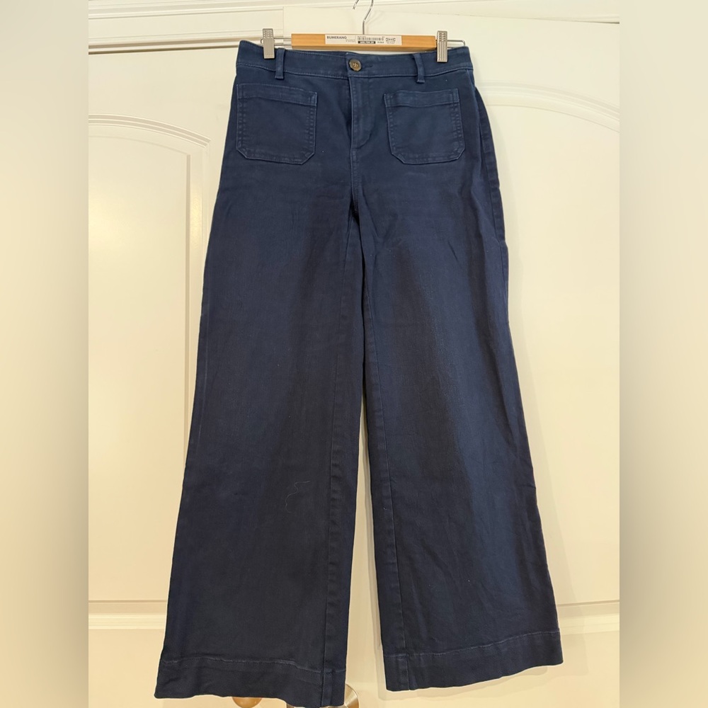 LOFT Palmer Wide Leg Navy Pants, Size 4P